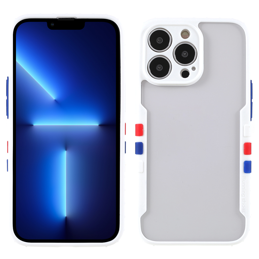 

Stylish Contrast Color Side Light Thin Non-Slip Precise Cutout TPU + Acrylic Phone Cover for iPhone 13 Pro 6.1 inch - White, iPhone 13 Pro