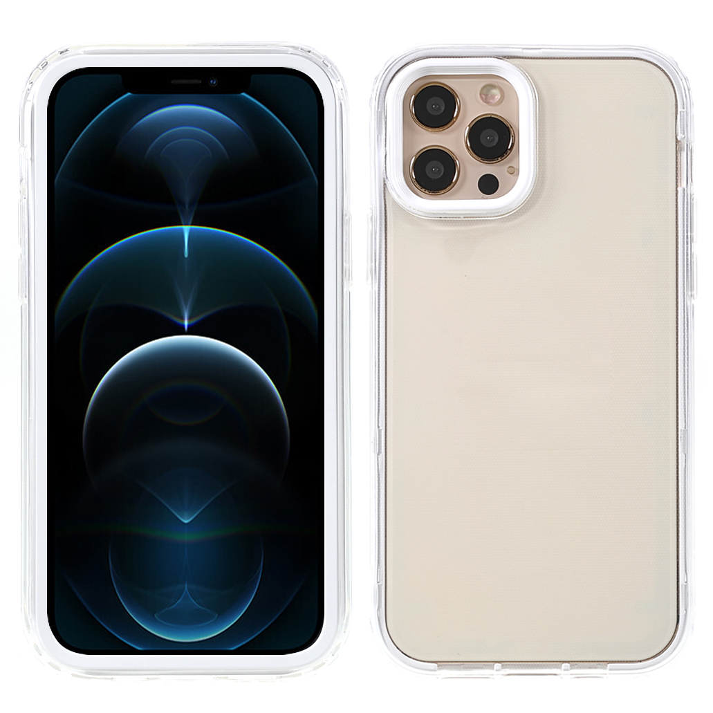 

Shock-Absorbed Detachable 3-in-1 Design Macaron-Color Edging Hybrid Phone Cover Case for iPhone 12 Pro Max 6.7 inch - White, iPhone 12 Pro Max