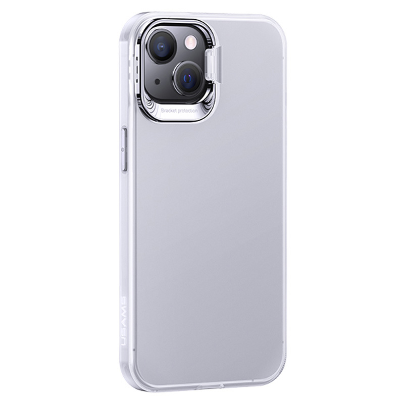 

USAMS Eagle Series US-BH781 2-in-1 Camera Lens Raised Ring Kickstand Drop-Resistant Hybrid Phone Case for iPhone 13 6.1 inch - White, iPhone 13
