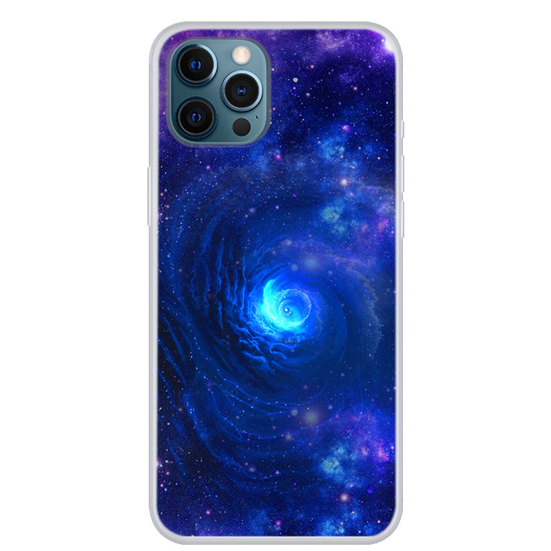 

Hemming Design Full-Protective Stylish Starry Sky Pattern Printing Soft TPU Cell Phone Case for iPhone 13 Pro Max 6.7 inch - Blue Nebula, iPhone 13 Pro Max