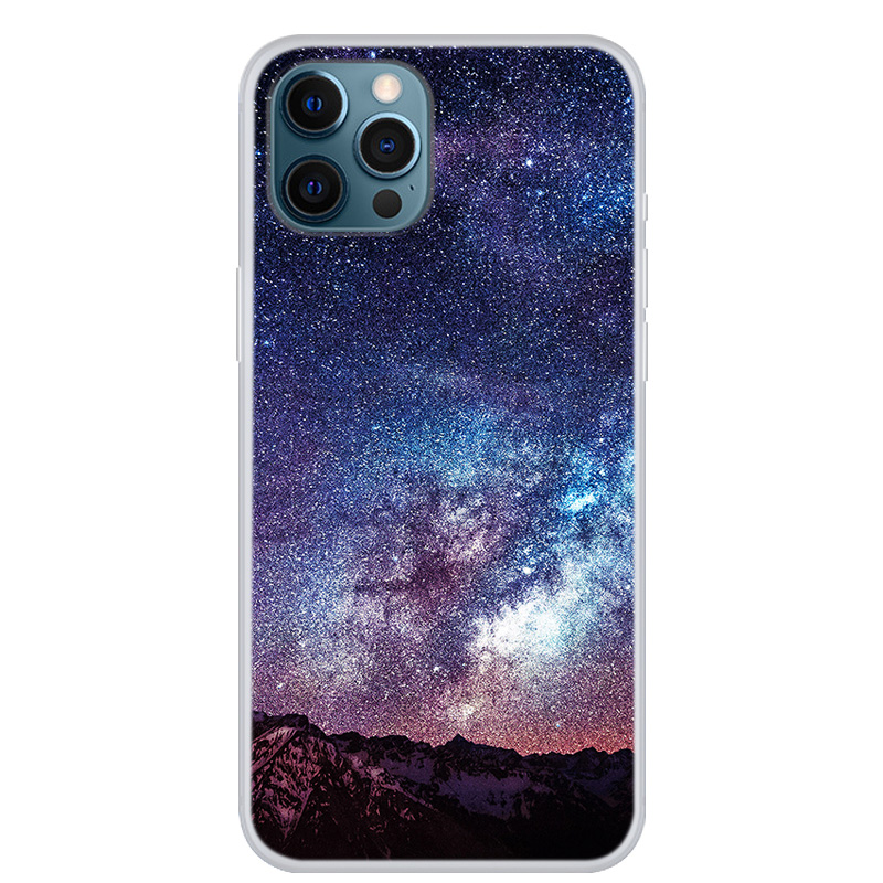 

Hemming Design Full-Protective Stylish Starry Sky Pattern Printing Soft TPU Cell Phone Case for iPhone 13 Pro Max 6.7 inch - Stars and Mountain, iPhone 13 Pro Max