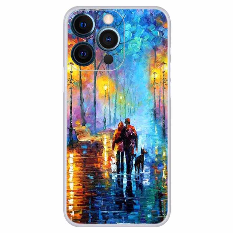 

Pattern Printing Soft Flexible TPU Scratch Resistant Shockproof Protective Phone Cover for iPhone 13 Pro Max 6.7 inch - Couples and Dog, iPhone 13 Pro Max