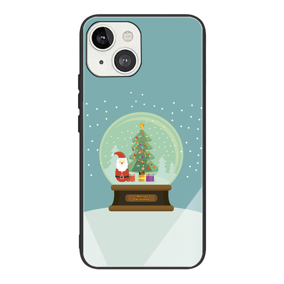 

Christmas Style Pattern Printing Anti-scratch Tempered Glass + TPU Phone Cover Case for iPhone 13 6.1 inch - Santa and Crystal Ball, iPhone 13