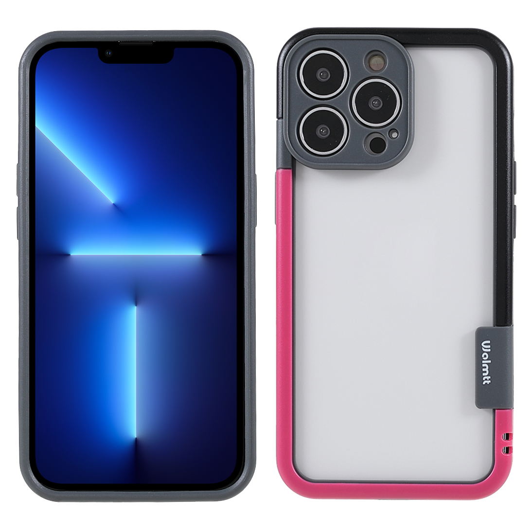 

MOLMTT PC Panel Soft TPU Frame Hybrid Case for iPhone 13 Pro Max 6.7 inch Precise Cutting Cell Phone Shell - Black/Rose, iPhone 13 Pro Max