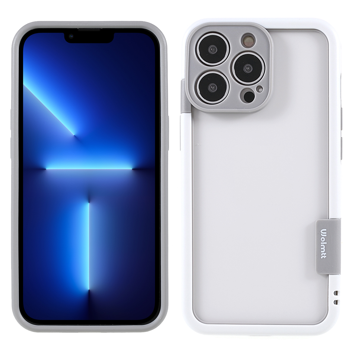 

MOLMTT Precise Cutting PC Panel Soft TPU Frame Hybrid Case Phone Back Cover for iPhone 13 Pro 6.1 inch - White, iPhone 13 Pro