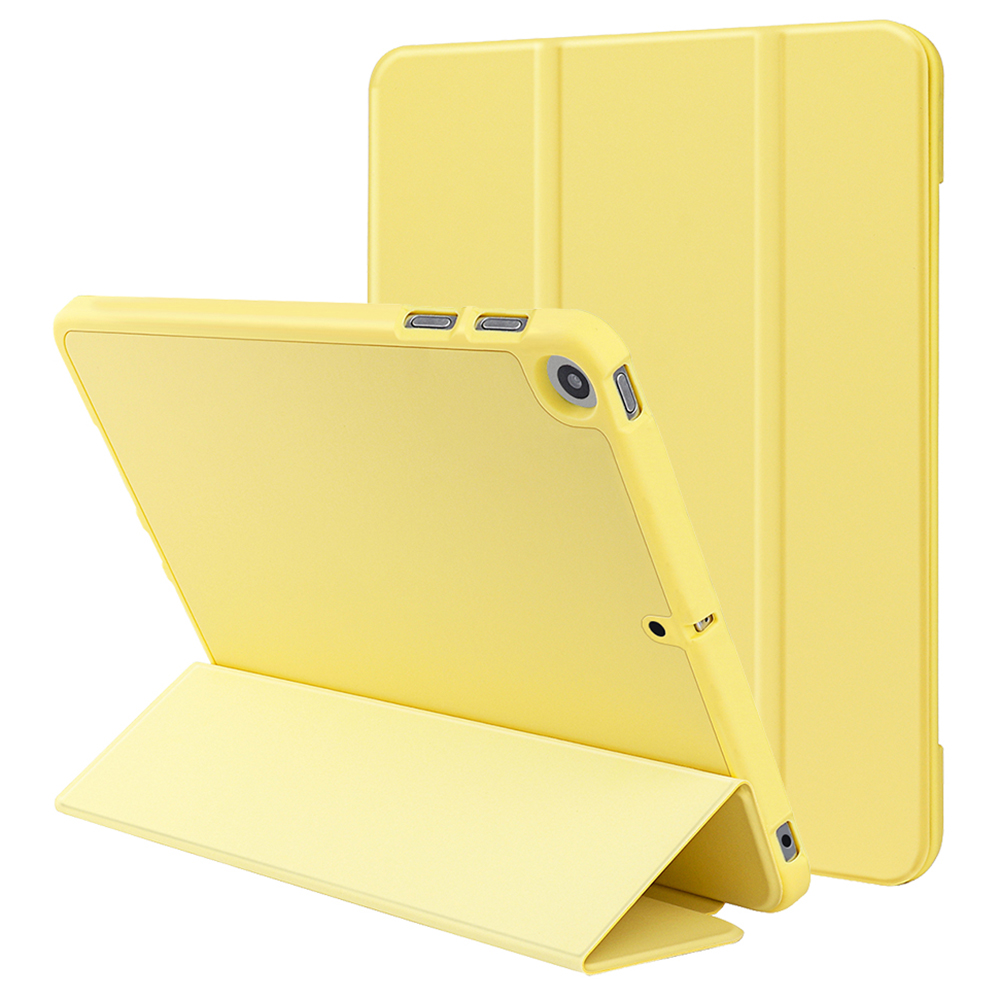 

Кожа из Микрофибры + TPU + Силиконовая Трехцветная Стойка Auto Wake/Sleep Tablet Shell с Слотом Для Ipad 10.2 (2020)/(2019)/(2021) - Желтый, iPad 10.2 (2021)