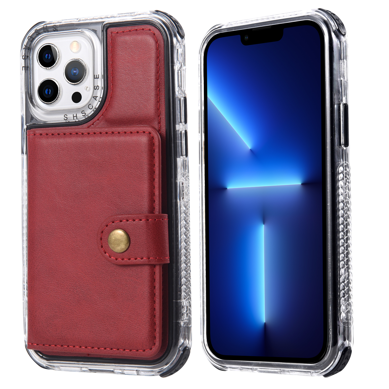 

Anti-Fall Anti-Slip Detachable 3-in-1 Card Slots Kickstand Design Retro Phone Case for iPhone 13 Pro Max 6.7 inch - Red, iPhone 13 Pro Max