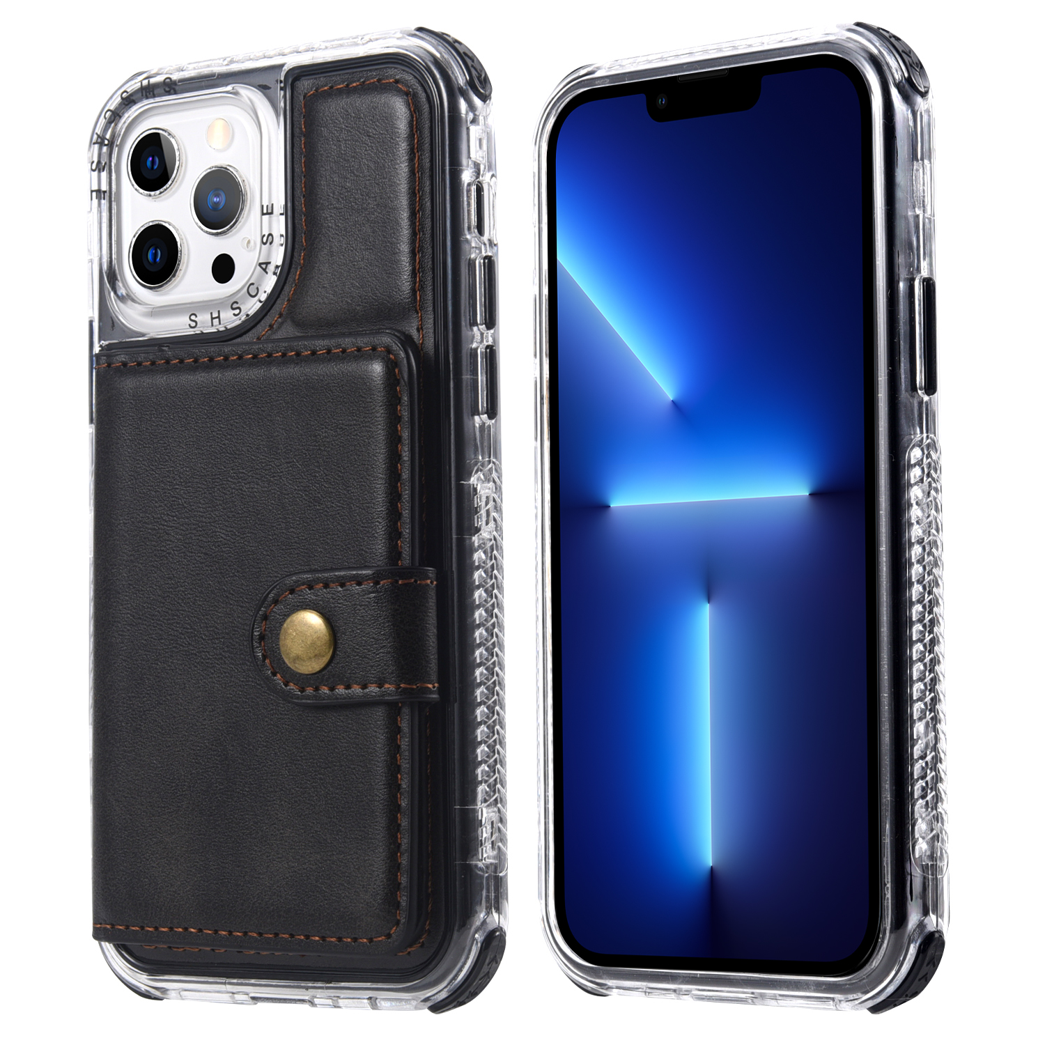 

Anti-Fall Anti-Slip Detachable 3-in-1 Card Slots Kickstand Design Retro Phone Case for iPhone 13 Pro Max 6.7 inch - Black, iPhone 13 Pro Max