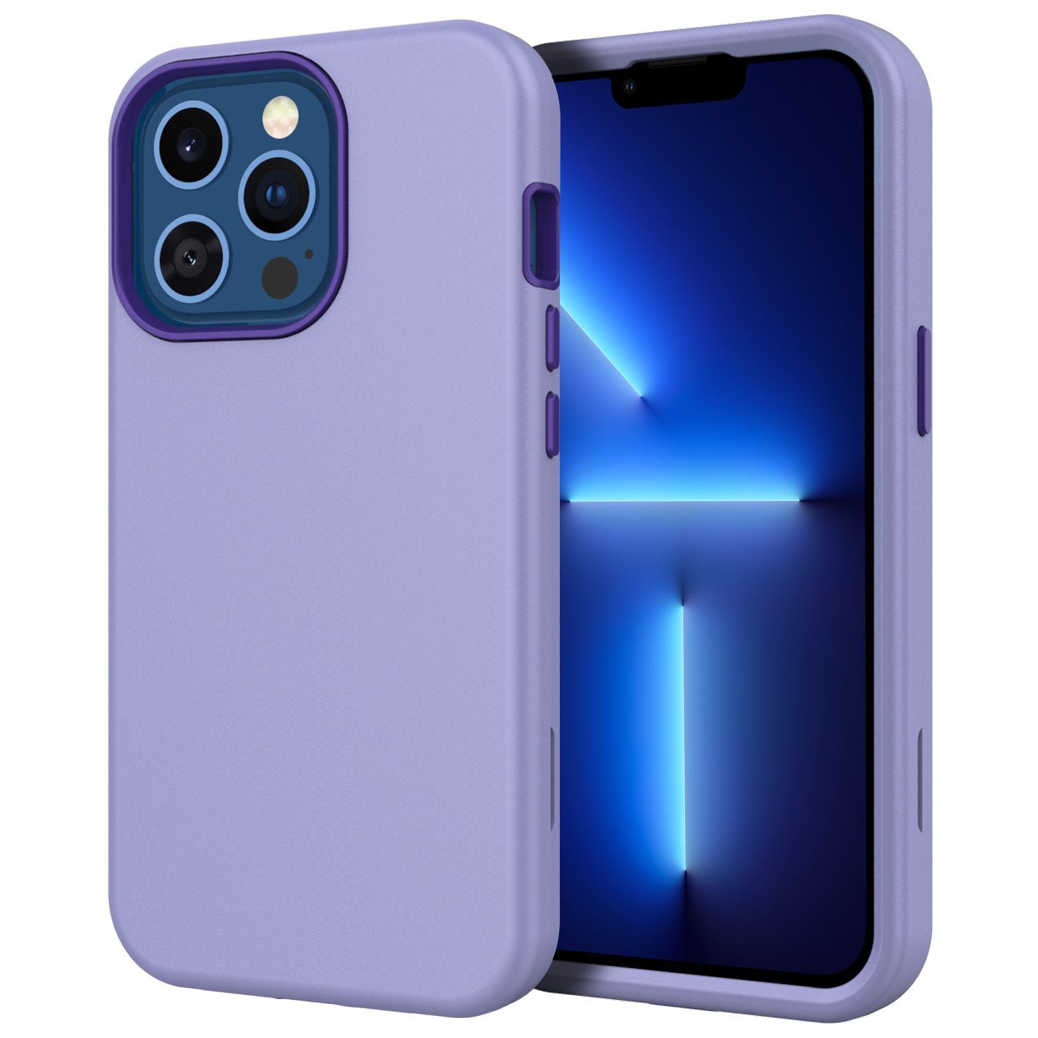 

Detachable Design Hard PC + Soft TPU Phone Case Cover for iPhone 13 Pro Max - Purple, iPhone 13 Pro Max