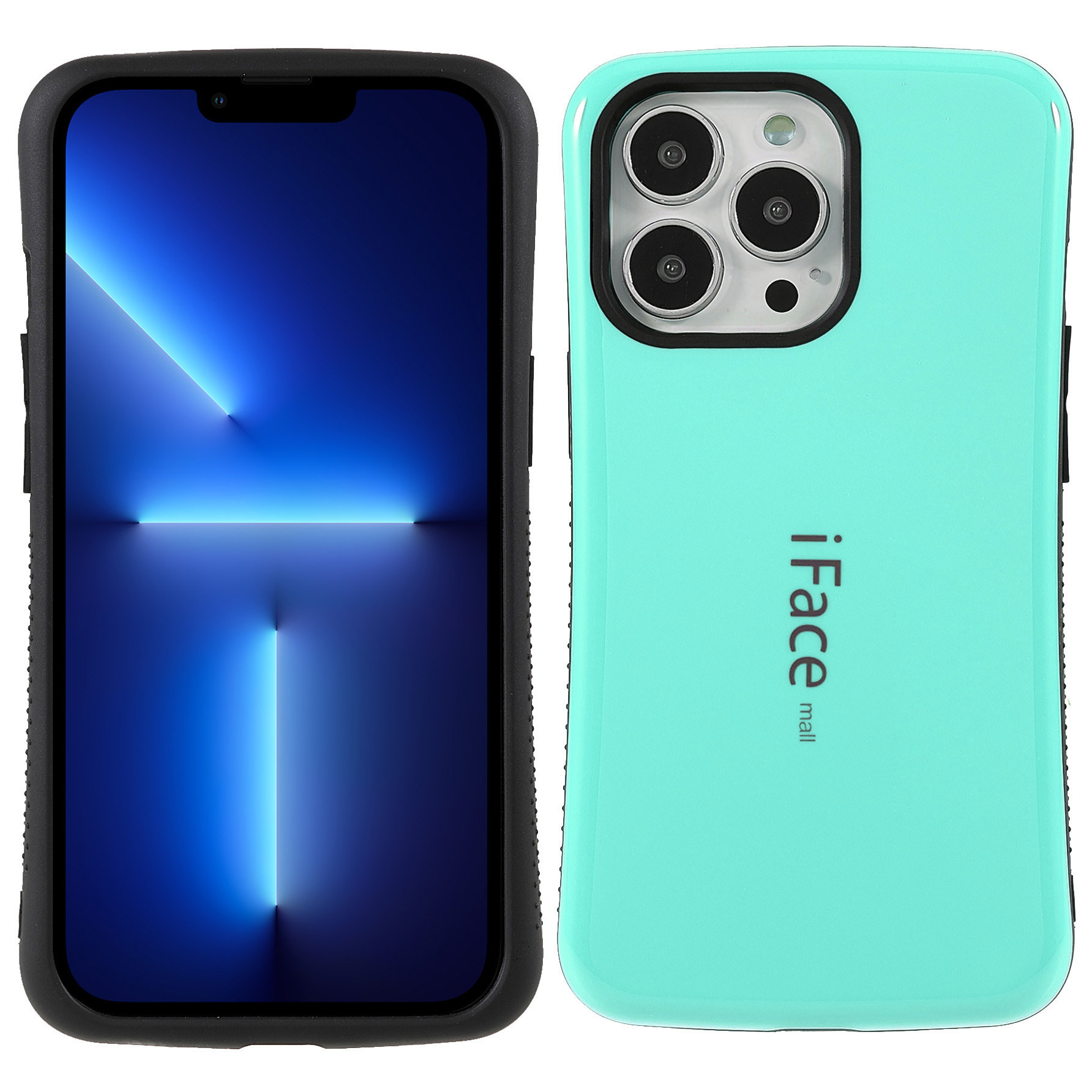 

IFACE MALL PC + TPU Side Non-slip Durable Light Slim Glossy Phone Case Cover for iPhone 13 Pro 6.1 inch - Cyan, iPhone 13 Pro