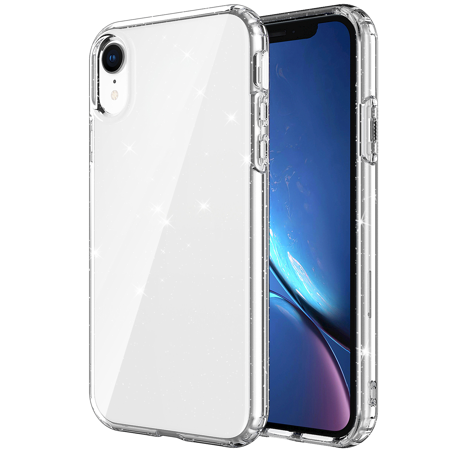 

GW18 Clear Glitter Sparkly Thickened Anti-Drop Flexible Light Soft TPU Case Cover for iPhone XR 6.1 inch, iPhone XR 6.1 inch