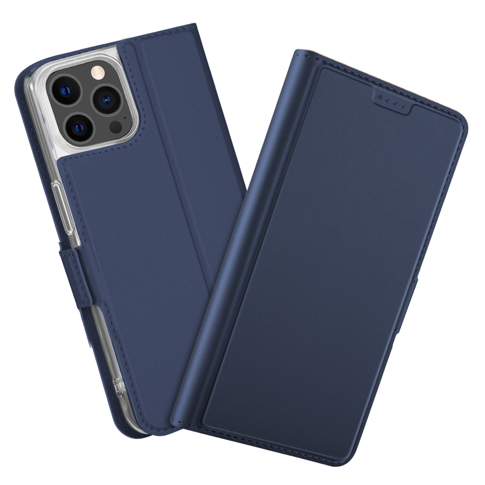 

Shockproof Scratch-resistant Business Style Side Magnetic Closure Stand PU Leather Shell for iPhone 13 Pro Max 6.7 inch - Blue, iPhone 13 Pro Max