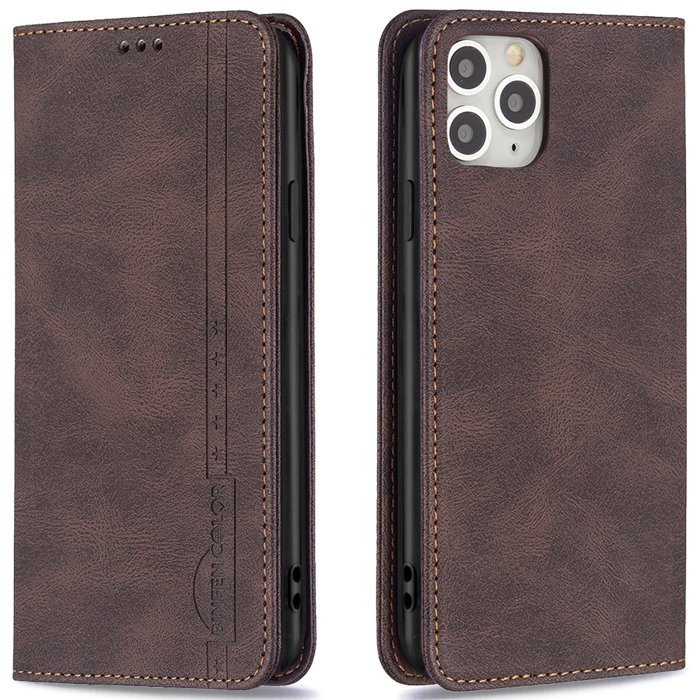 

BINFEN COLOR Anti-swiping Design Full Wrapped Auto-absorbed Magnetic Closure PU Leather Phone Case Stand Wallet Cover for iPhone 11 Pro 5.8 inch - Brown, iPhone 11 Pro 5.8 inch