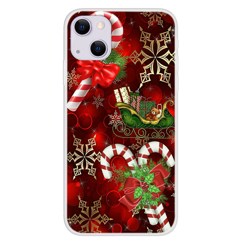 

Санта Рождественская Елка Шаблон Печати Slim TPU Защитный Чехол Для Телефона Для IPhone 13 6.1 Дюймов - Конфеты, iPhone 13