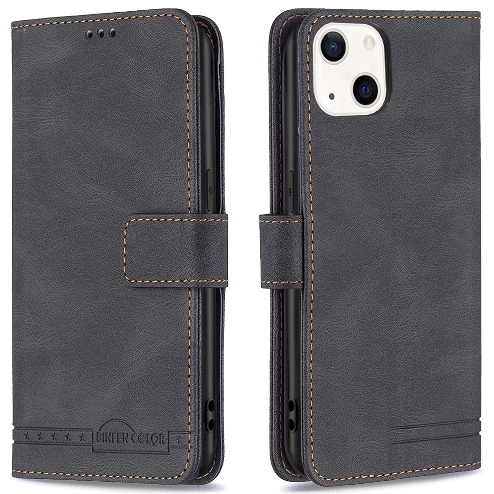 

Binfen Color Full Protection Magnetic CLASP BF09 RFID Blocking PU Кожаный Кошелек Для Телефона С Подставкой Для IPhone 13 6.1 Дюймов - Чернить, iPhone 13
