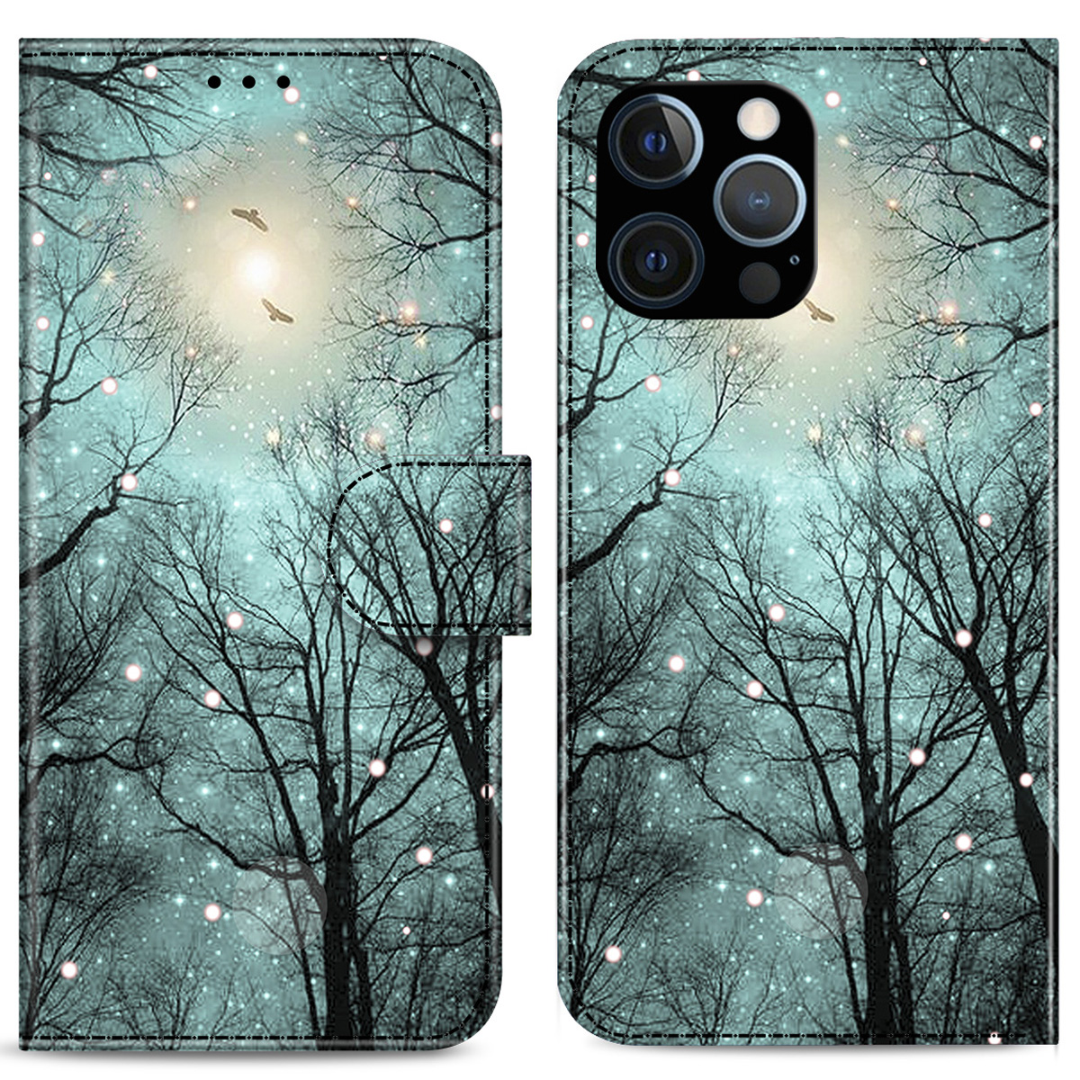 

Full Coverage Stylish Pattern Printing Stand PU Leather Wallet Shockproof Flip Magnetic Case for iPhone 13 Pro Max 6.7 inch - Tree, iPhone 13 Pro Max
