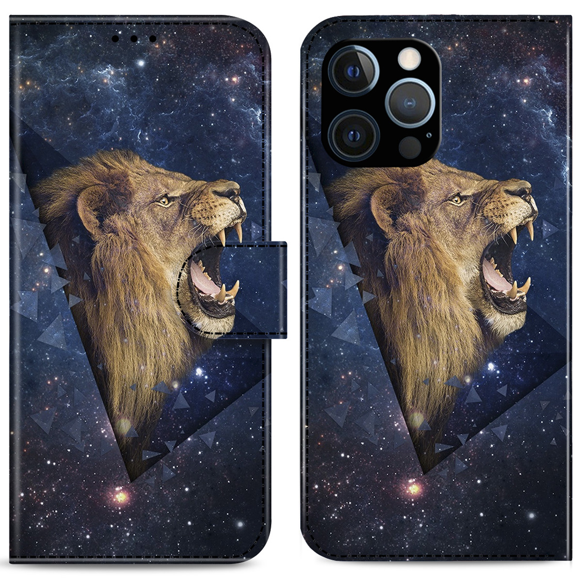 

Для IPhone 13 PRO 6,1 Дюйма Устойчивый К Царапинам Устойчивый К Царапинам Печатная Стенд PU Кожаный Кошелек Ударопрочный Flip Магнитный Чехол - Лев, iPhone 13 Pro