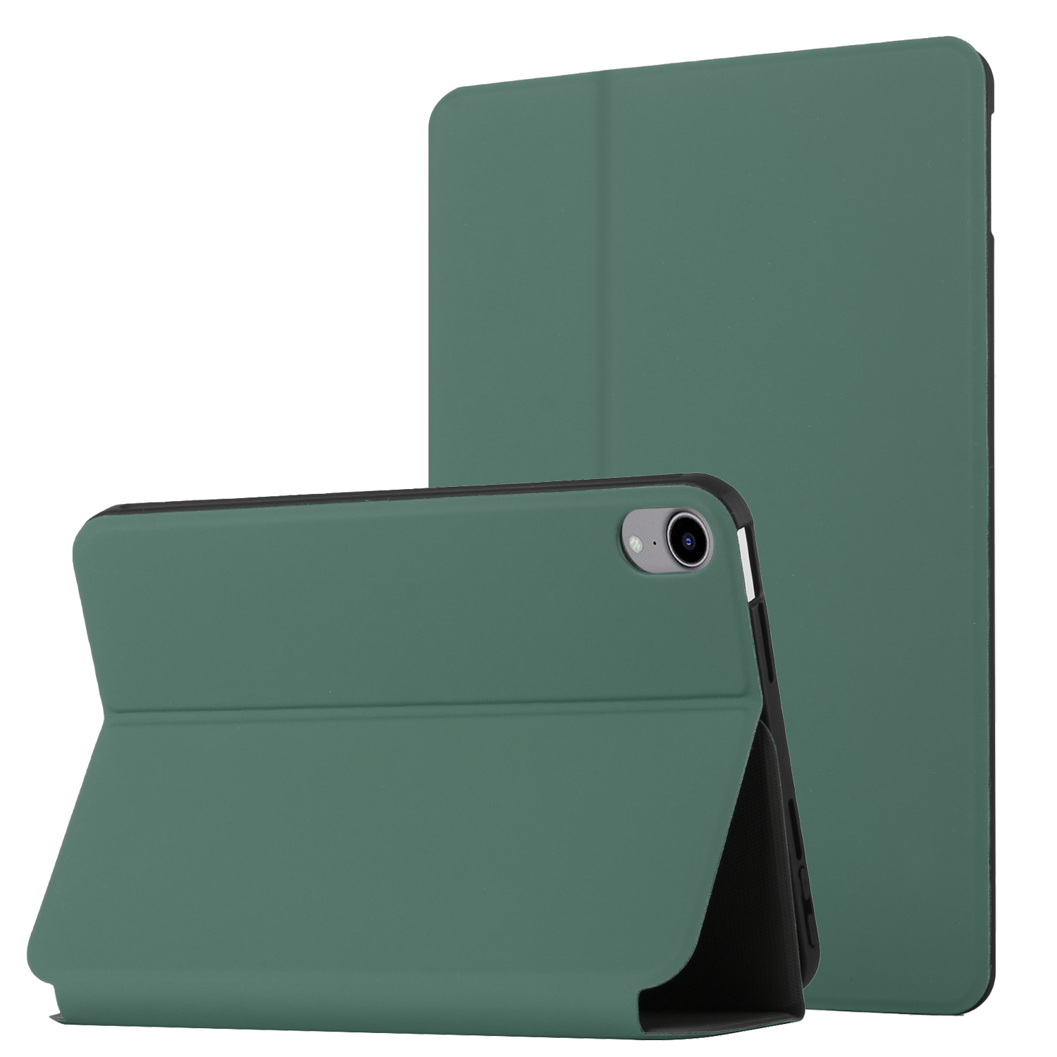 

Smart Auto Wake / Sleep-Funktion PU-Leder Faltbarer Stand-Schutz-Tablet-Gehäuse-Deckel Für IPad Mini (2021) - Schwarzgrün, iPad mini (2021)
