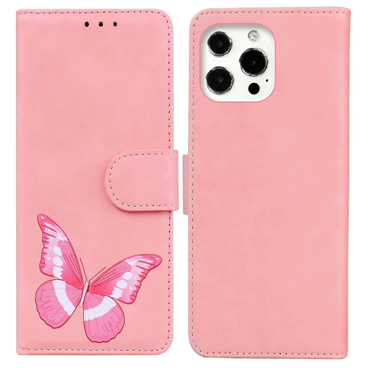 

Vivid Butterfly Printing Полная Защита От Корпуса Анти-царапинка Кожа Для Кожи PU Кожаный Чехол С Подставкой Для IPhone 13 Pro Max 6,7 Дюйма - Красный, iPhone 13 Pro Max