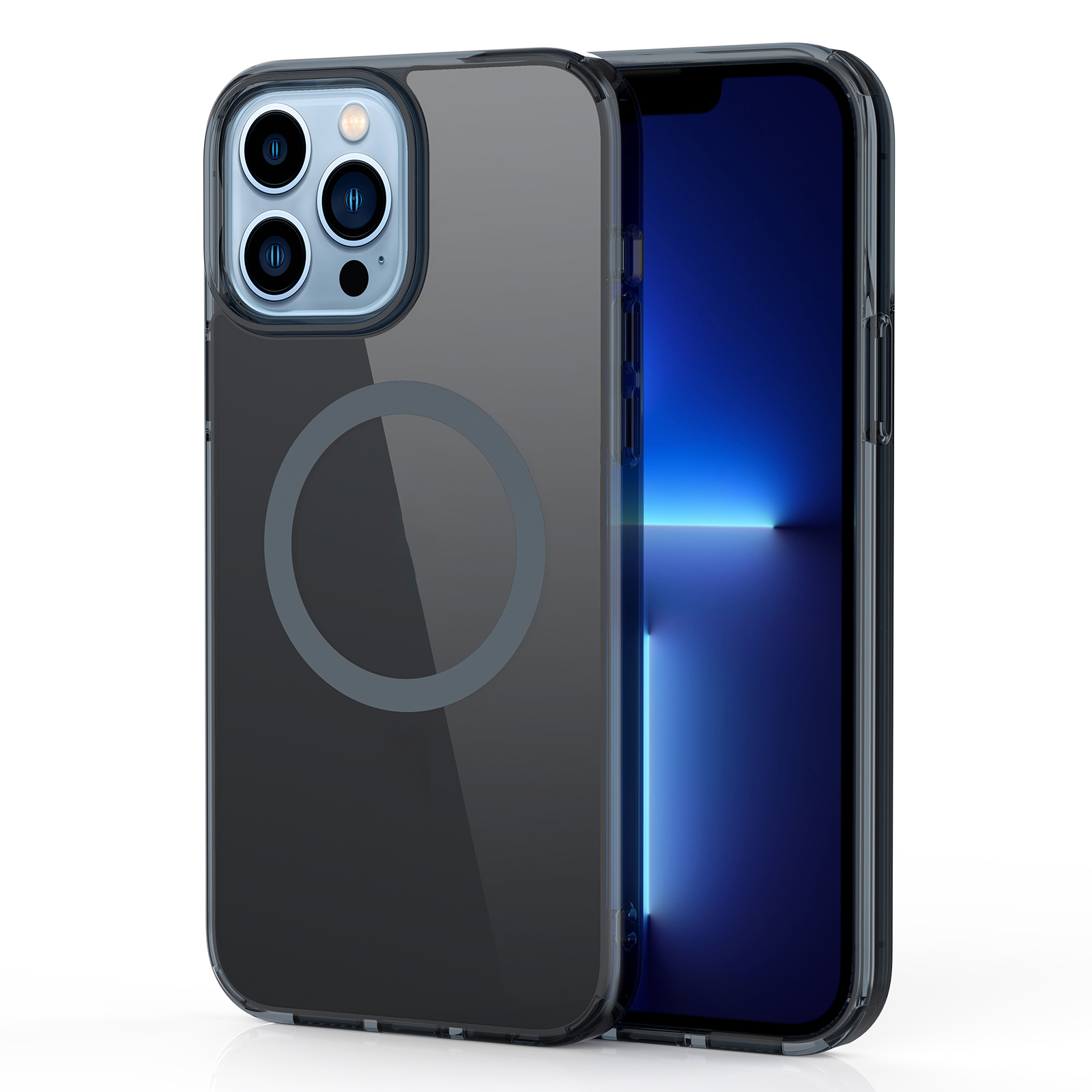 

Anti-Scratch Hard PC + Soft TPU Clear Protective Case for iPhone 13 Pro Max 6.7 inch MagSafe Wireless Charging - Transparent Black, iPhone 13 Pro Max