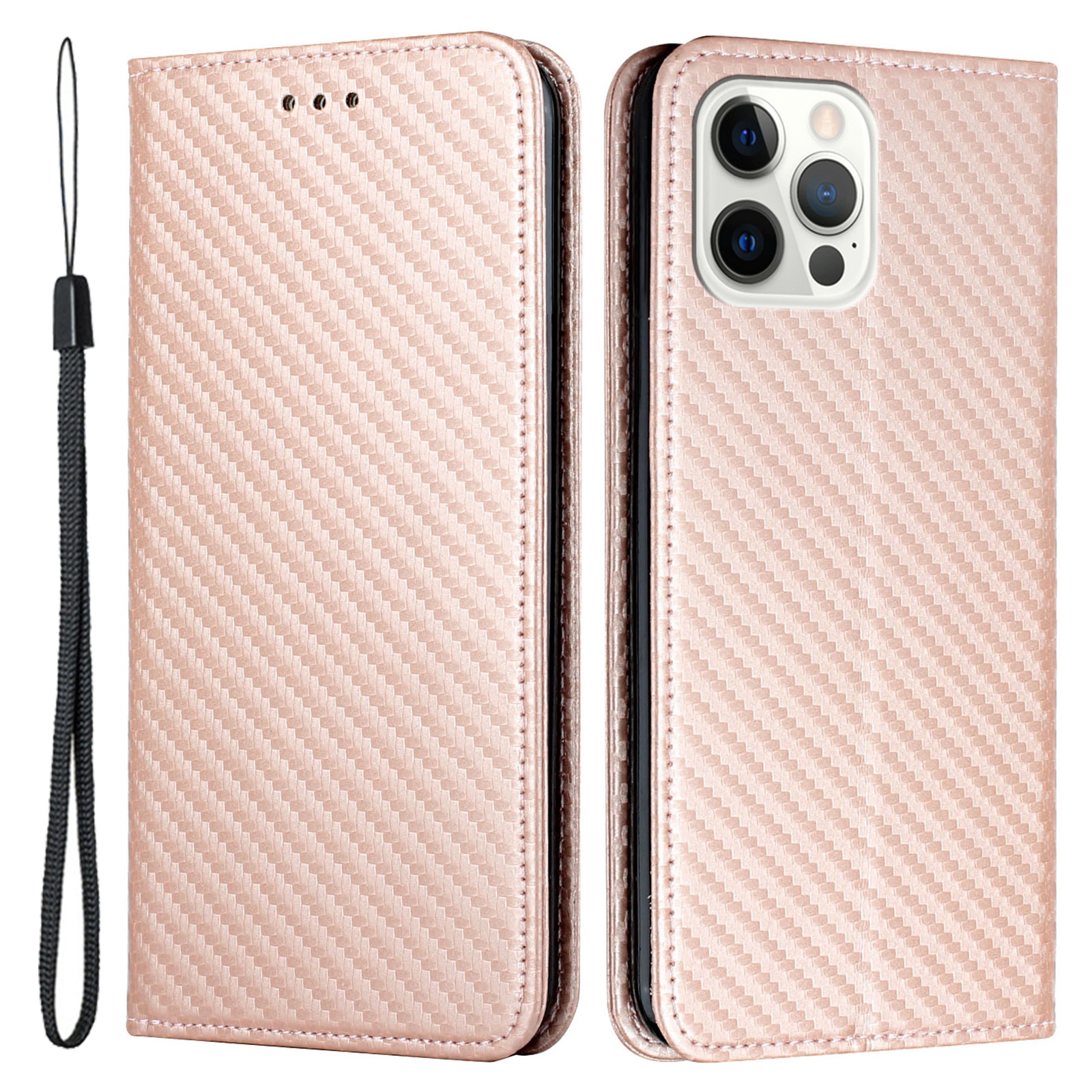 

Углеродное Волокно-стенд Дизайн Кошелька. - Розовое Золото, iPhone 12 Pro Max