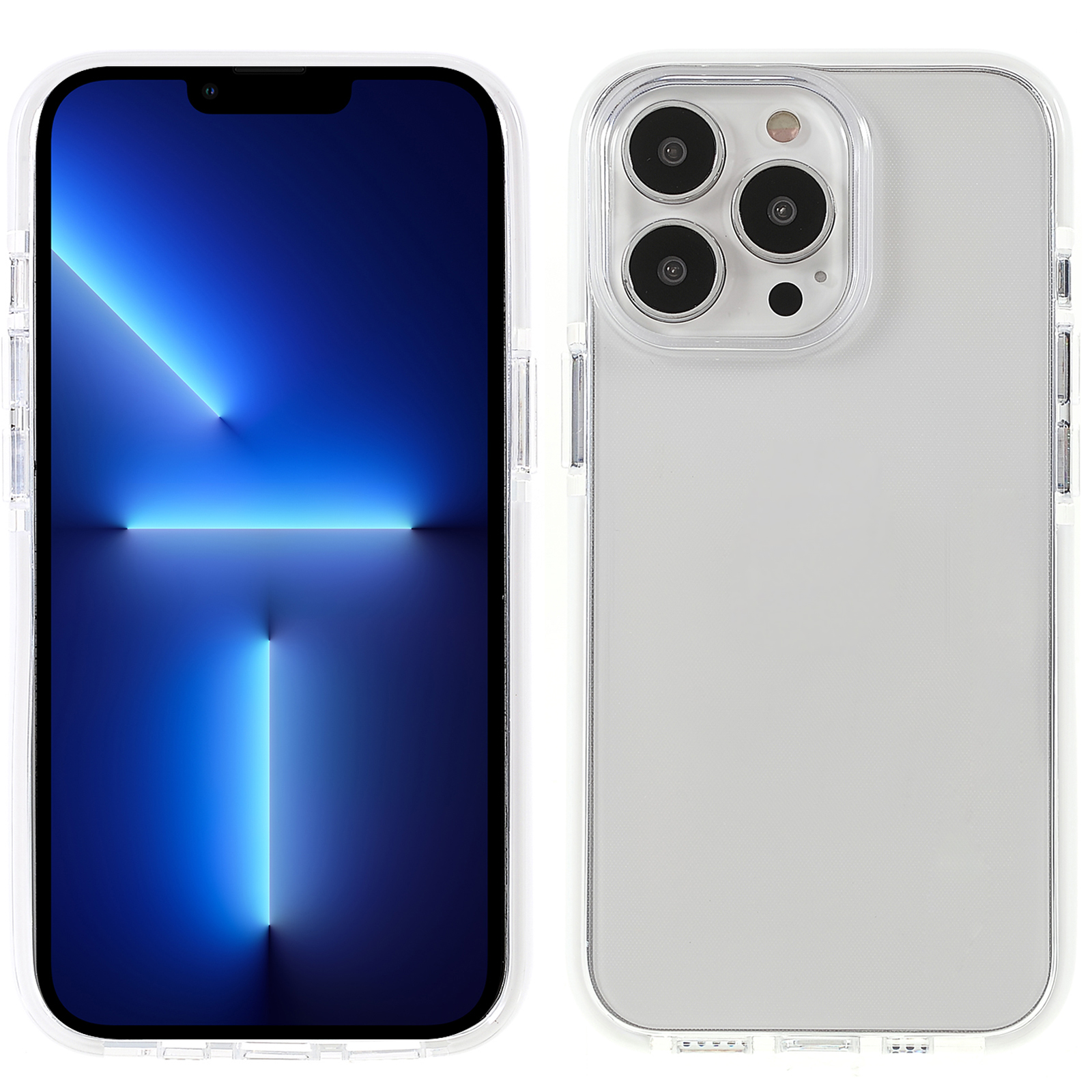 

Bi-color Frame + Clear Back Flexible Soft TPU Durable Protective Case Shell for iPhone 13 Pro 6.1 inch - White, iPhone 13 Pro