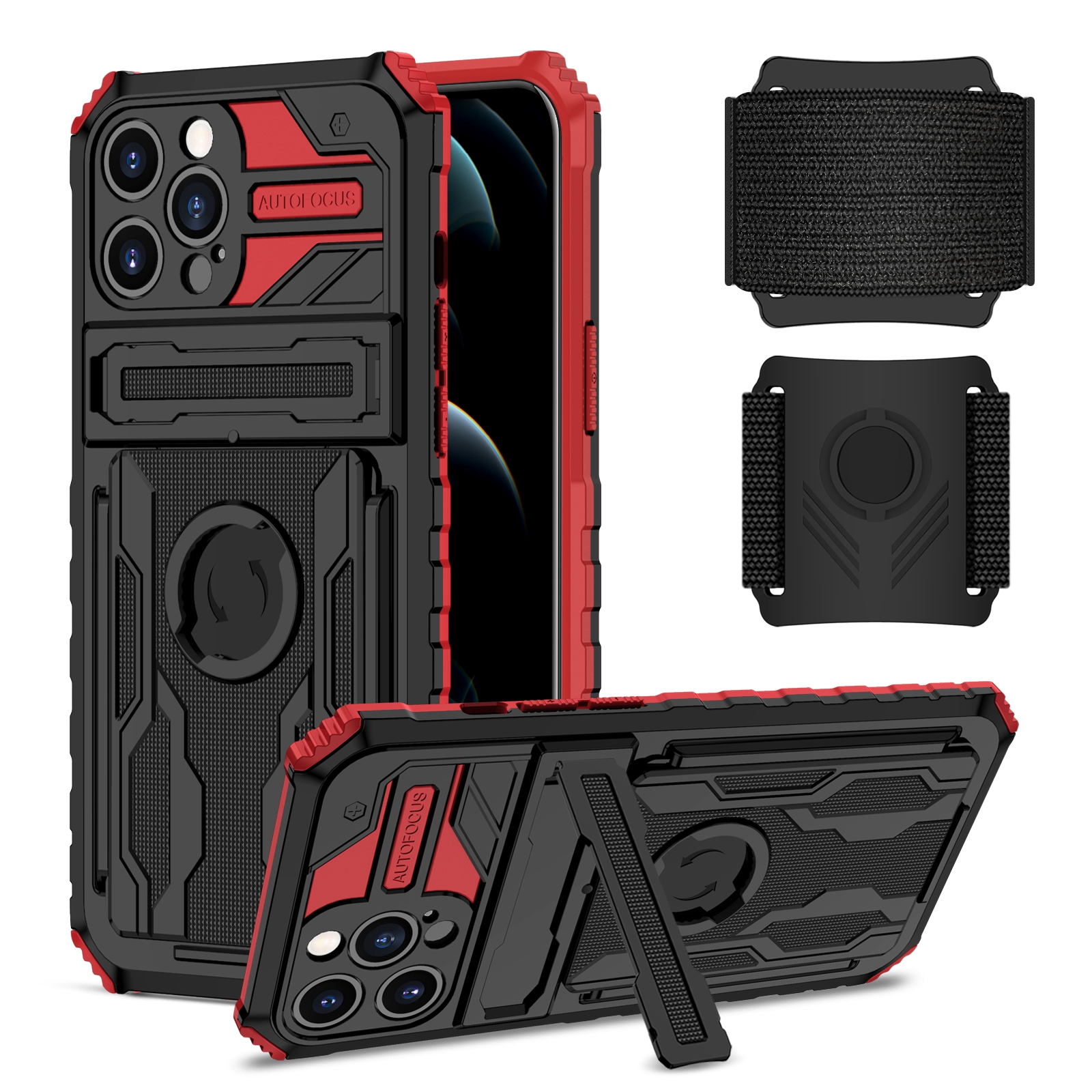 

Регулируемый Браслет Браслет Hard PC + Soft TPU Combo Combo Case Shell Для Iphone 12 Pro Max 6,7 Дюйма - Красный, iPhone 12 Pro Max
