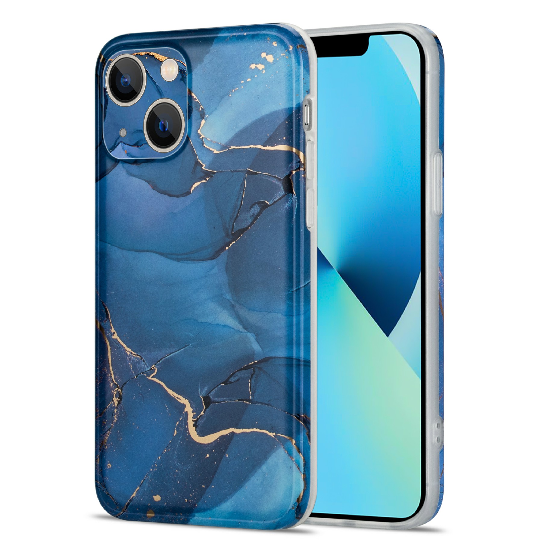 

Для IPhone 13 6.1-дюймовый Стильный IMD Marble Phanter Design Design TPU Телефон Телефон Обложка Телефона - Синий, iPhone 13