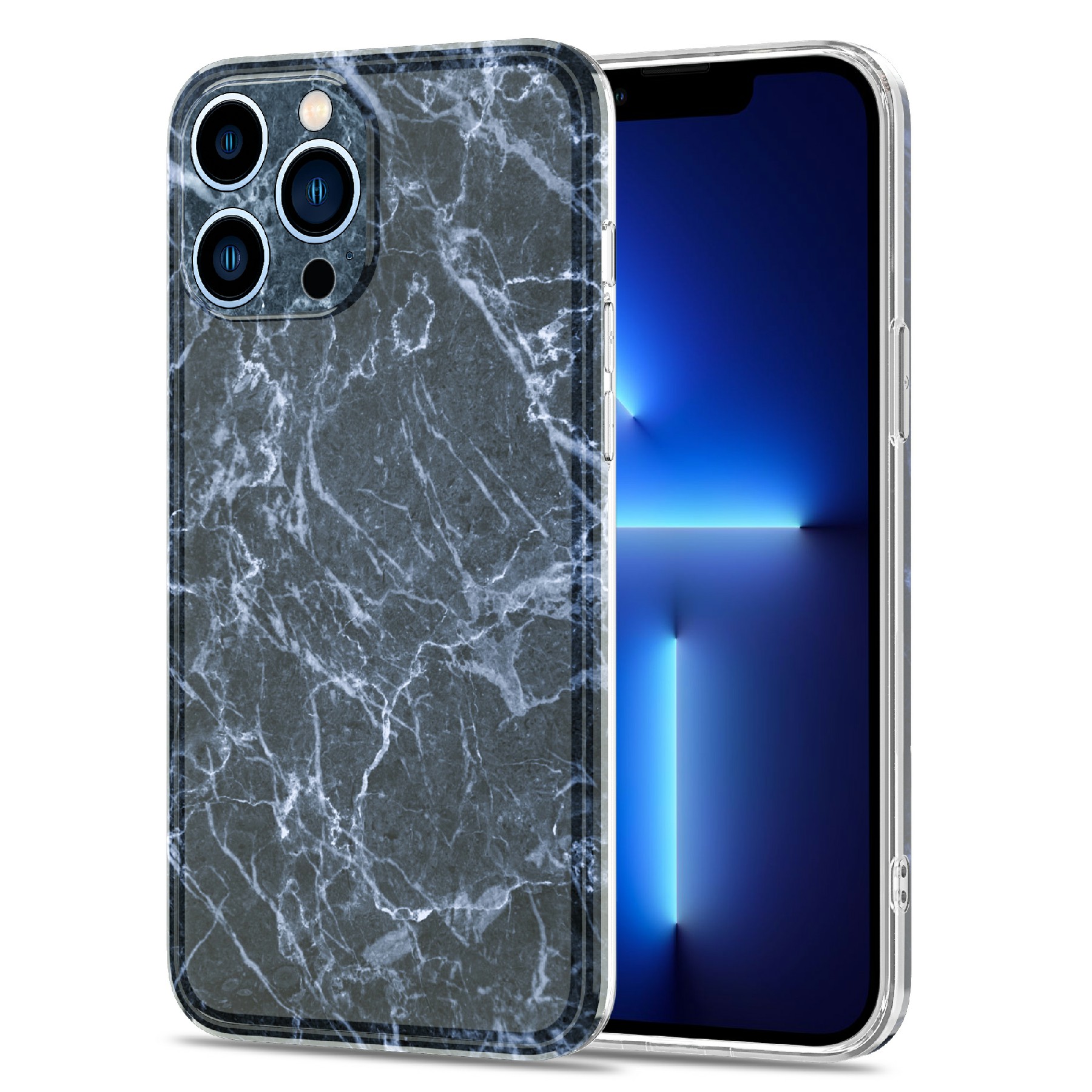 

MF Marble IMD Прямой Край TPU Чехол Глянцевый Телефон Крышка Для IPhone 13 PRO 6,1 Дюйма - Темно-серый, iPhone 13 Pro