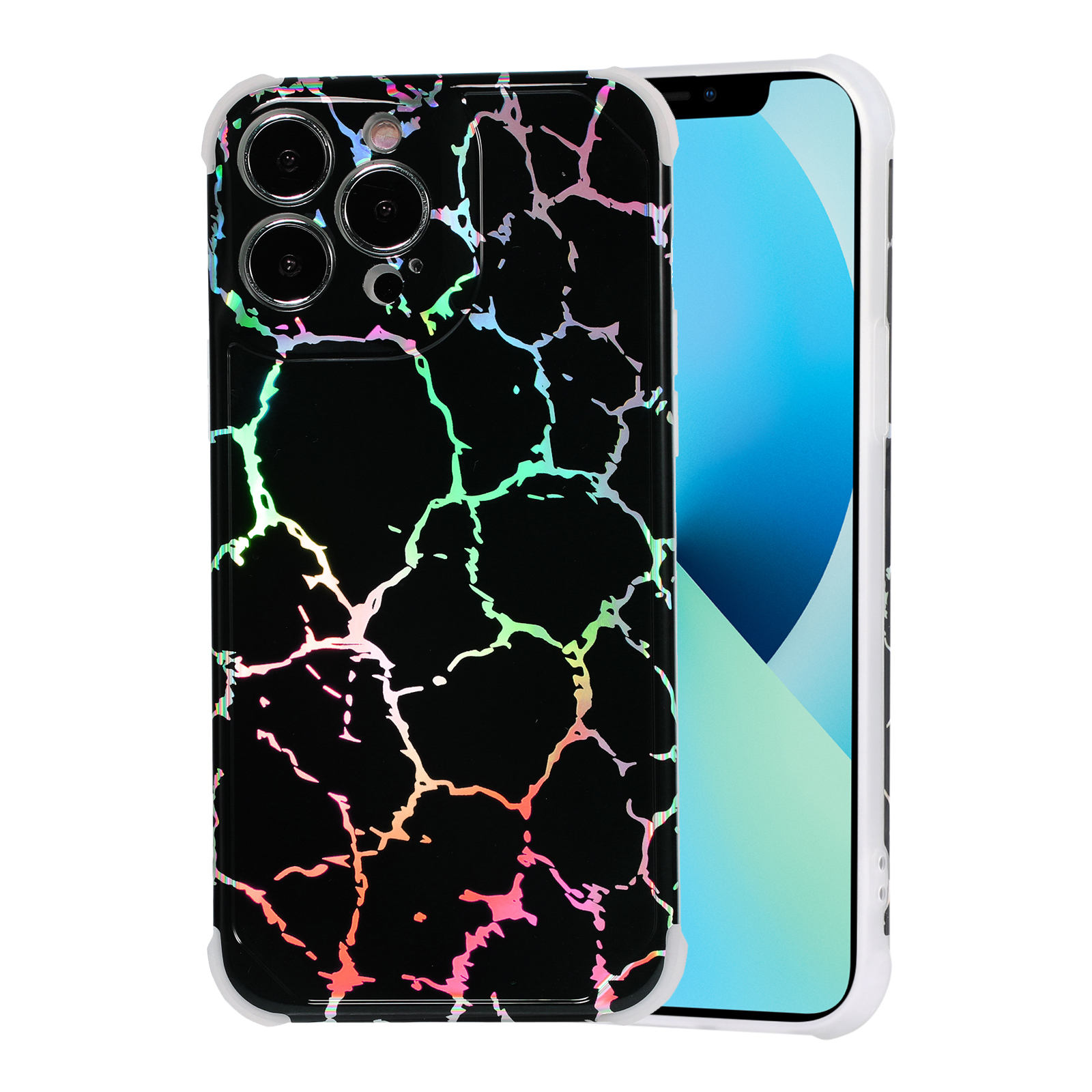

Laser Marble IMD Workmanship Anti-fall TPU + PC Protective Phone Back Case Cover for iPhone 13 Pro Max 6.7 inch - CF1, iPhone 13 Pro Max