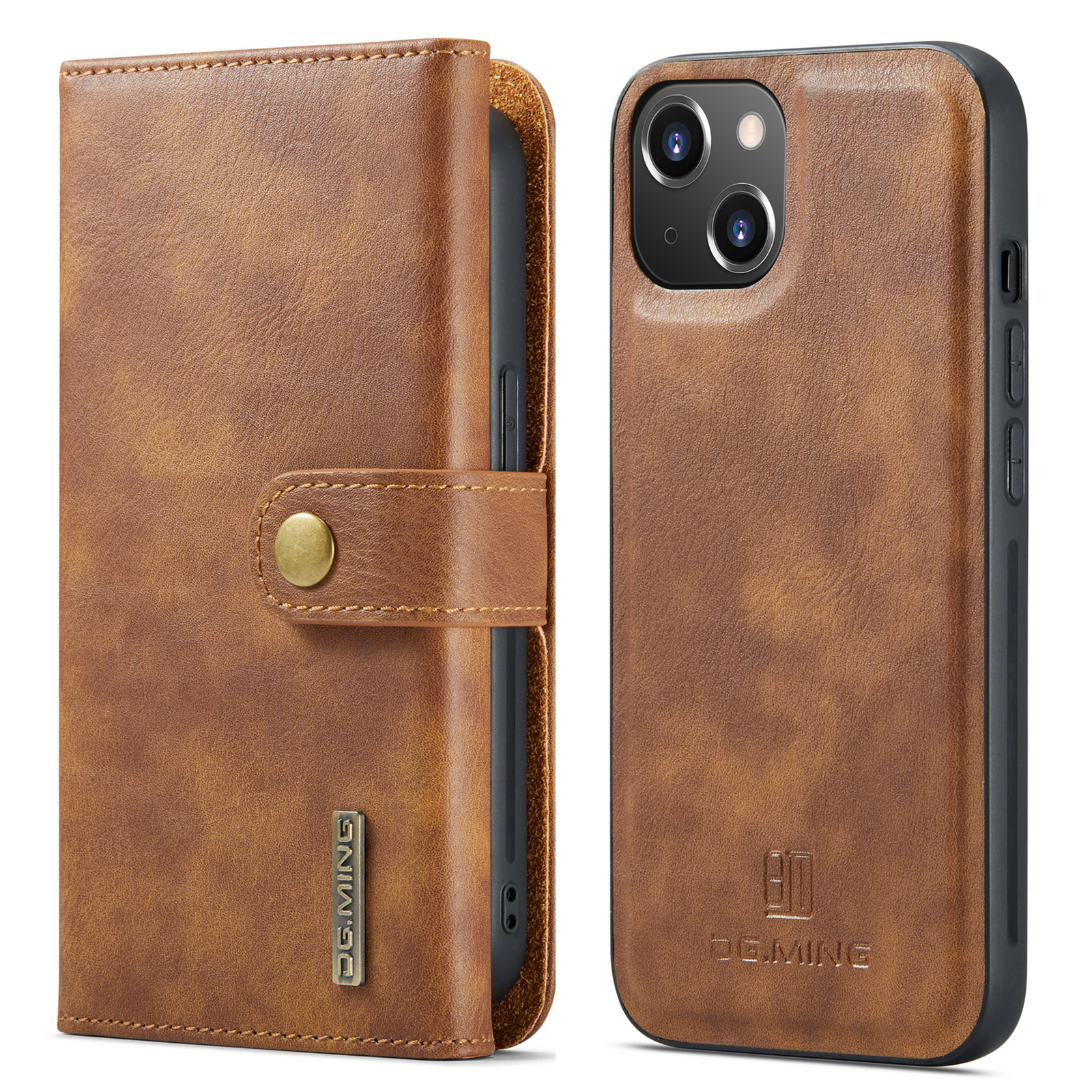 

Дг. Ming Съемный 2-в-1 Дизайн Tri-Fold Wallet Стиль Сплит Кожаный Чехол Для Телефона С Подставкой Для IPhone 13 Mini 5,4 Дюйма - Коричневый, iPhone 13 mini