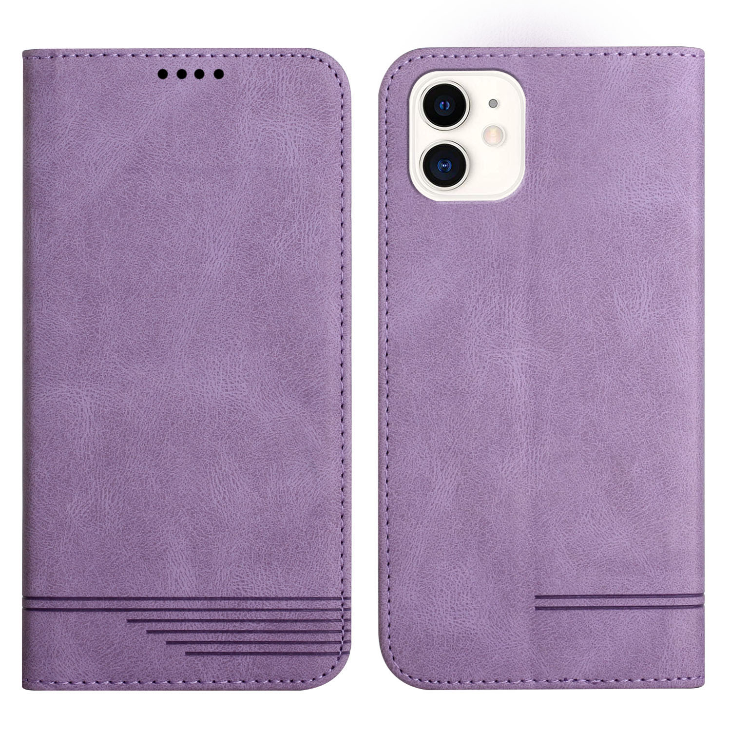 

Wallet Function Supporting Stand Business Style Leather Phone Case Flip Protection Phone Cover for iPhone 11 6.1 inch - Purple, iPhone 11 6.1 inch