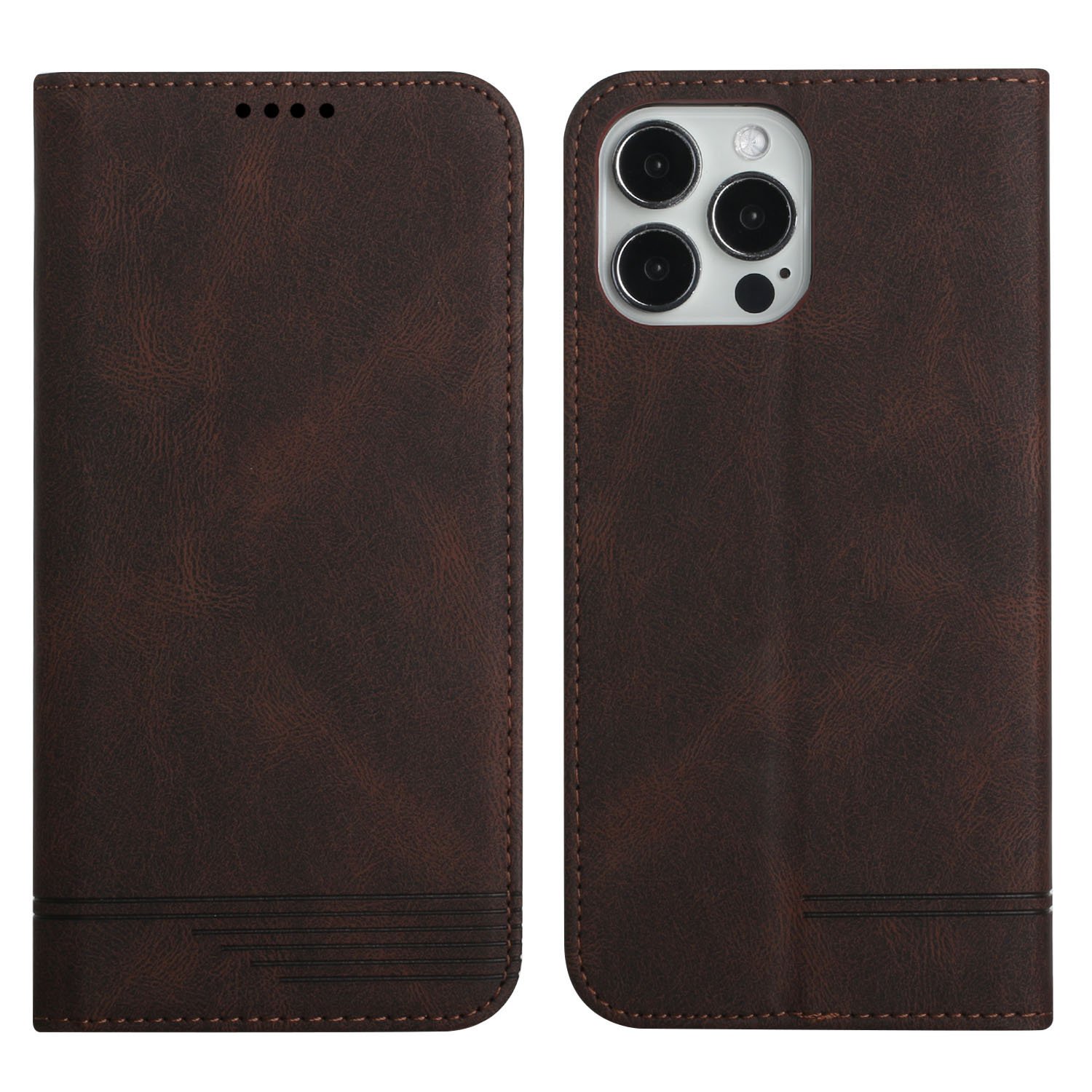 

Scratch-resistant Business Style Leather Phone Case Flip Protection Phone Cover for iPhone 12 Pro / iPhone 12 6.1 inch - Brown, iPhone 12 Pro