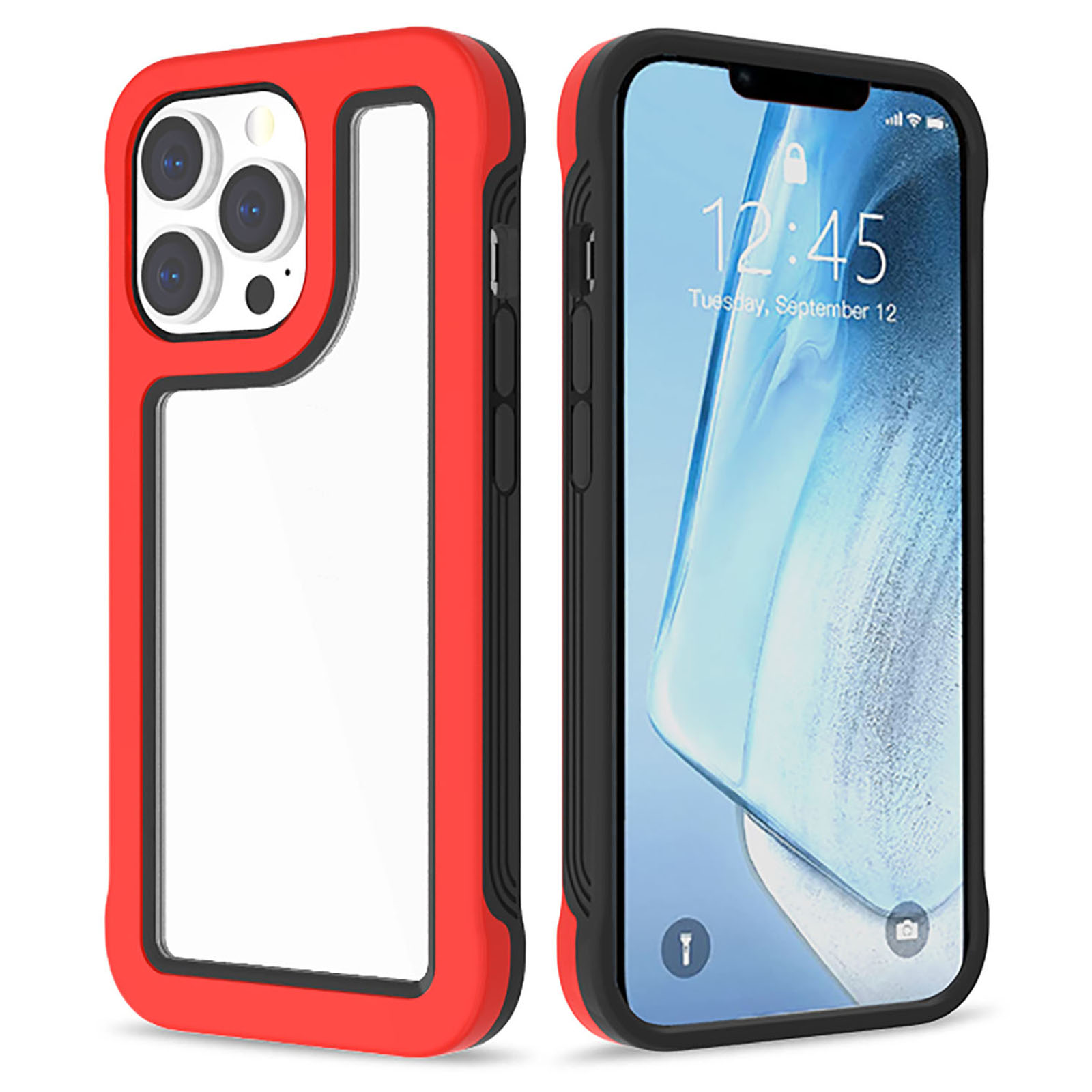 

2-в-1 TPU + Пк. - Ярко -красный/черный, iPhone 13 Pro Max