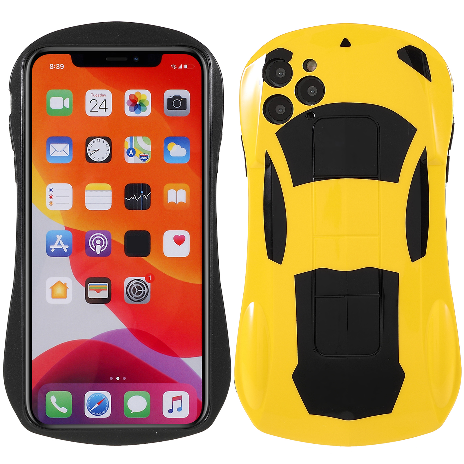 

For iPhone 11 Pro 5.8 inch Phone Case 3D Sports Car Shaped IMD Shockproof Flexible TPU Phone Covering - Yellow, iPhone 11 Pro 5.8 inch