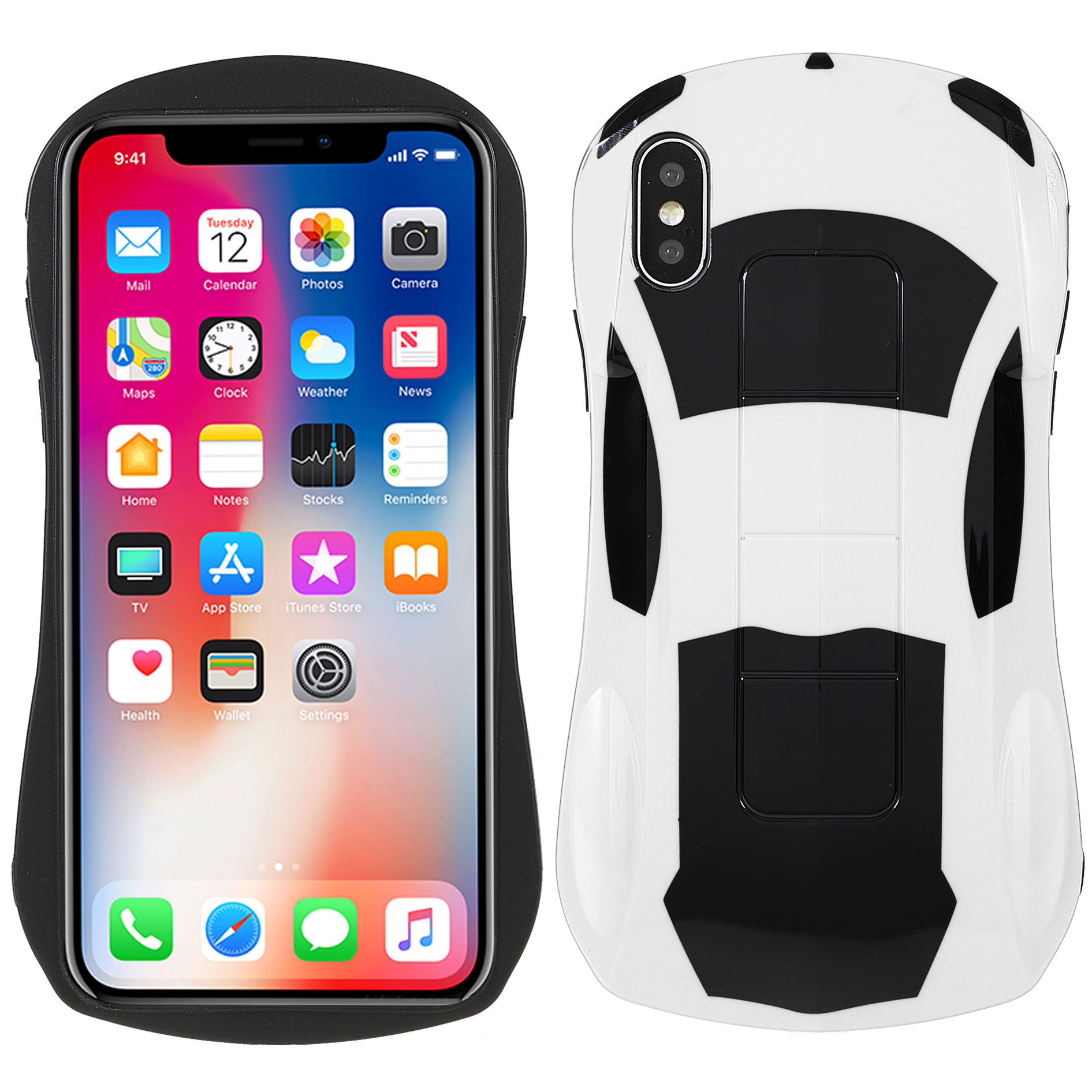 

Для Iphone X/XS 5,8 Дюйма по Борьбе с Жастовой Телефонам 3D Спортивные Автомобильные Автомобильные в Форме IMD Shock-resect - Белый, iPhone X