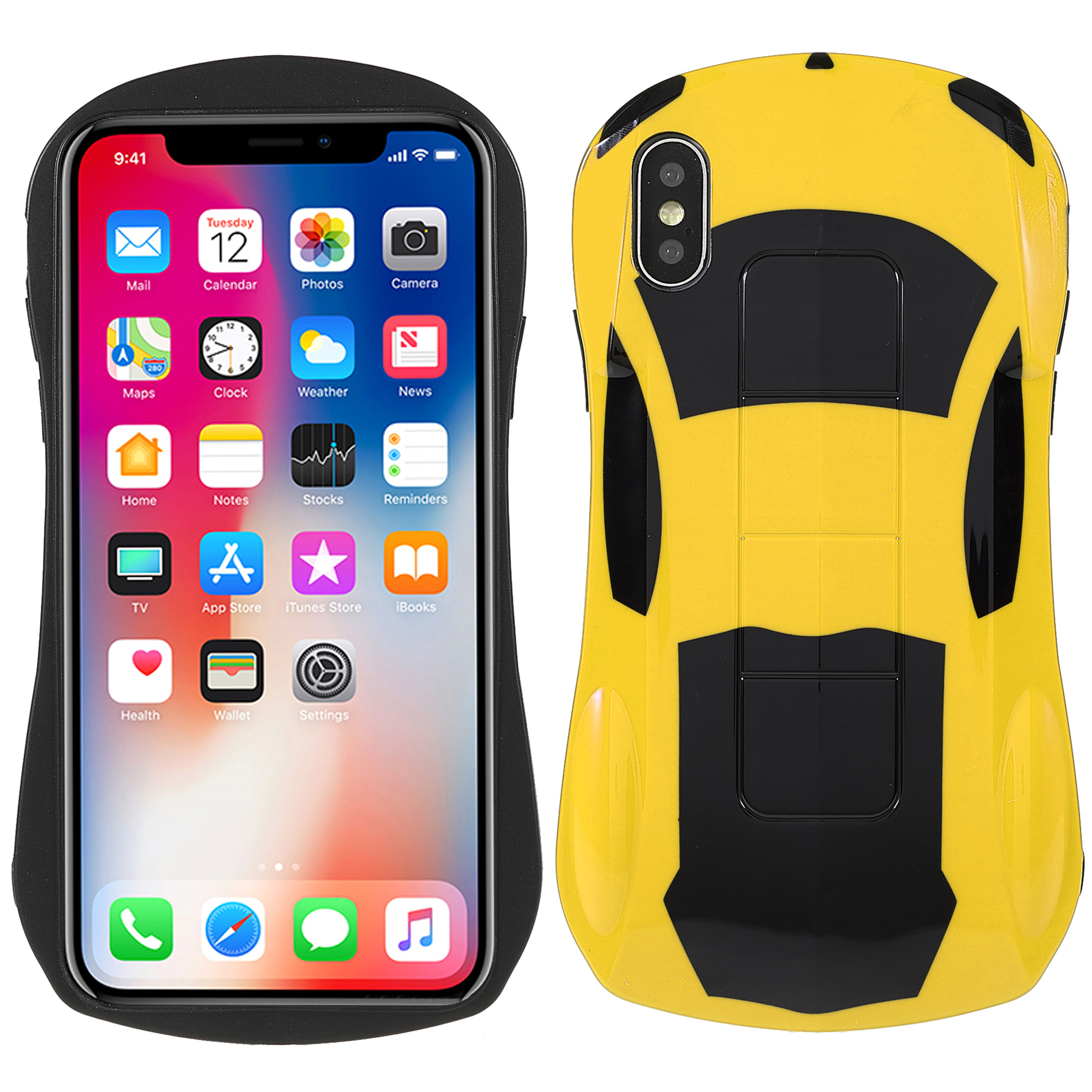 

Shockproof 3D Sports Car Shaped IMD Flexible TPU Phone Covering Phone Back Case for iPhone XS Max 6.5 inch - Yellow, iPhone XS Max 6.5 inch