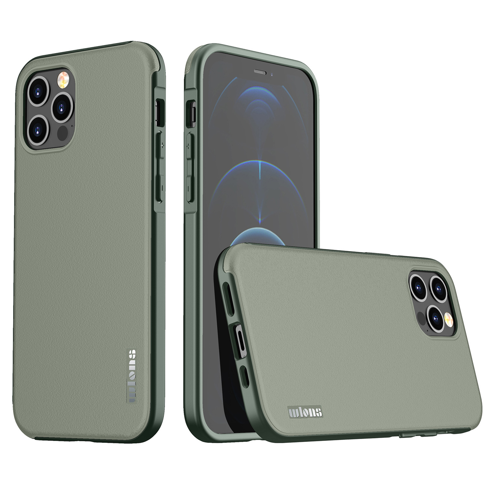

WLONS Defender Series Drop-resistant Matte PC + TPU Phone Back Case Cover for iPhone 12 6.1 inch/12 Pro 6.1 inch - Grey, iPhone 12