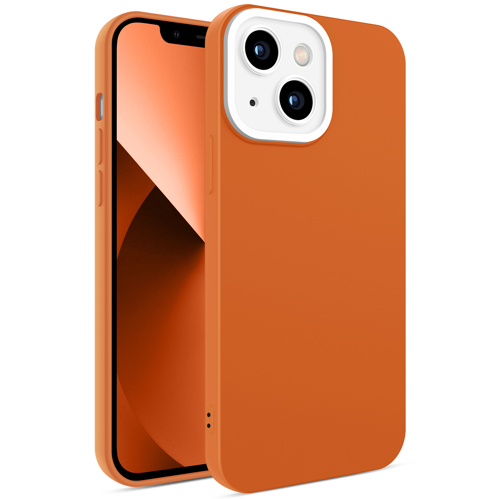 

Eagle Eye Lens Series Camera Lens Protection Rubberized TPU + PC Hybrid Phone Case Cover for iPhone 13 6.1 inch - Brown + White, iPhone 13
