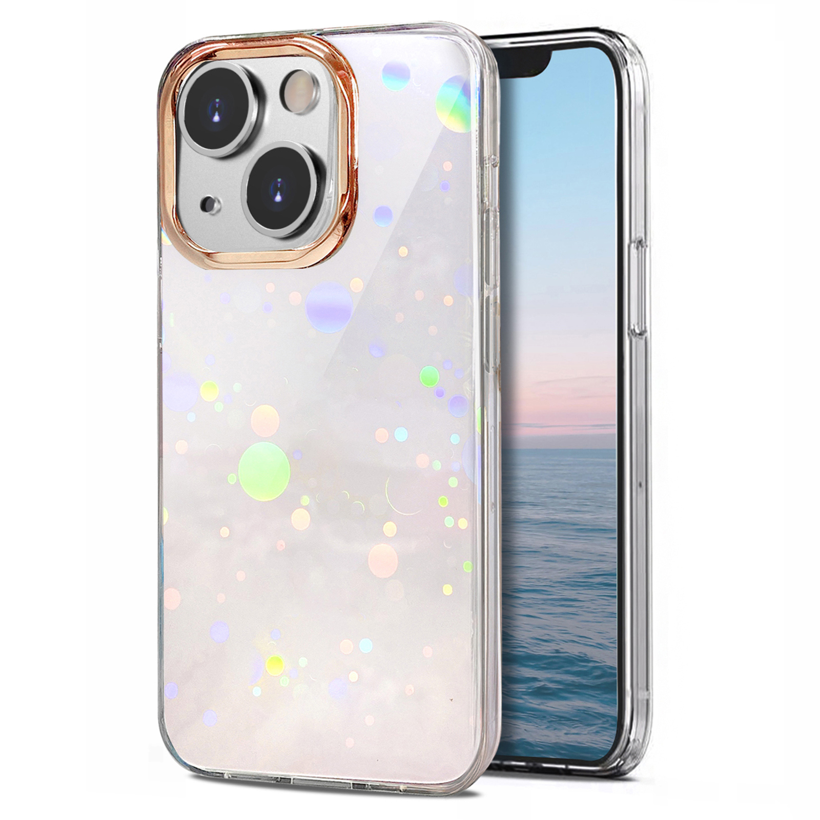 

Crystal Clear Laser Pattern Design Drop-proof IMD TPU Phone Cover Protective Case for iPhone 13 mini 5.4 inch - Dots, iPhone 13 mini