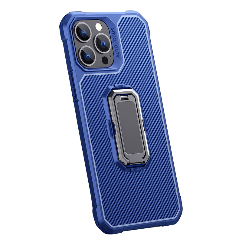 

Кольцевое Крепление, Установка, Карбоновое Волокно Гибкое TPU Против Scratch Shockperation Case Для Iphone 13 Pro Max 6,7 Дюйма - Синяя/черная Подтяжка, iPhone 13 Pro Max
