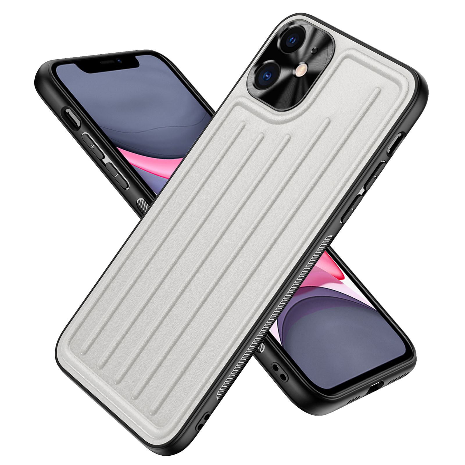 

Scratch-proof TPU + PU Leather Phone Case Shockproof Anti-fingerprint Phone Protective Cover for iPhone 11 6.1 inch - White, iPhone 11 6.1 inch