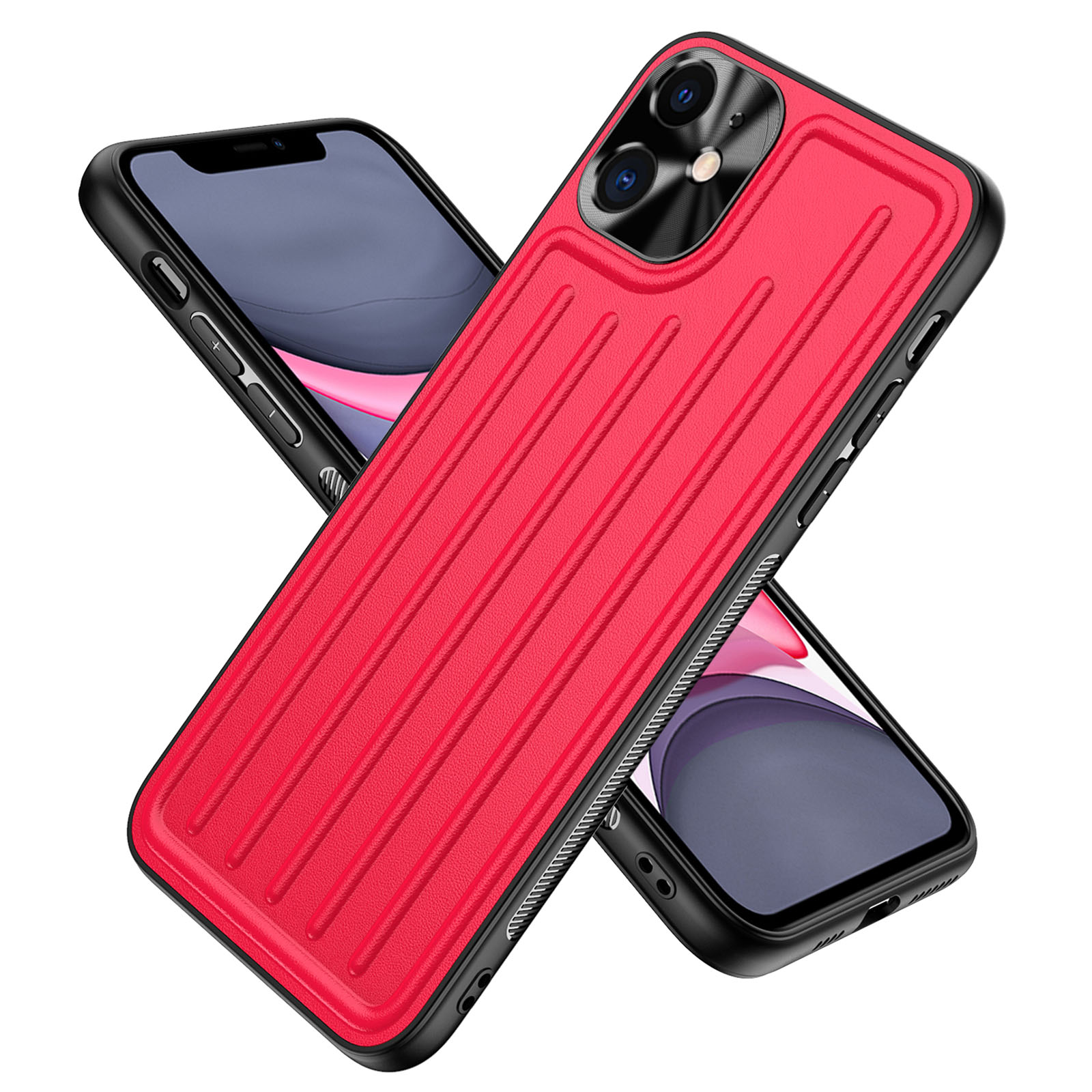 

Scratch-proof TPU + PU Leather Phone Case Shockproof Anti-fingerprint Phone Protective Cover for iPhone 11 6.1 inch - Red, iPhone 11 6.1 inch