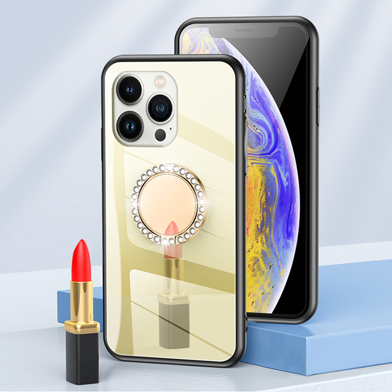 

Clear Mirror Back Anti-fall TPU + PC Hybrid Protective Cover with Rotating Ring Kickstand for iPhone 13 Pro Max 6.7 inch - Gold, iPhone 13 Pro Max