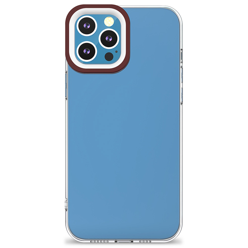 

Dual-color PC+TPU Camera Frame Transparent Anti-fingerprint Case Shell for iPhone 13 Pro Max 6.7 inch - Dark Red/White, iPhone 13 Pro Max
