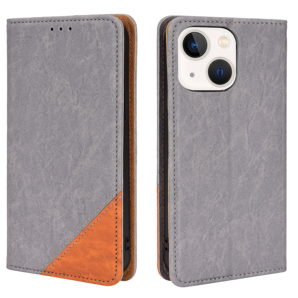 

Треугольник Цветовой Сплайсинг Flip Book Stand Cute Leather Magnetic Lock -reseption Chore Chore Для Iphone 13 6,1 Дюйма - Серый, iPhone 13