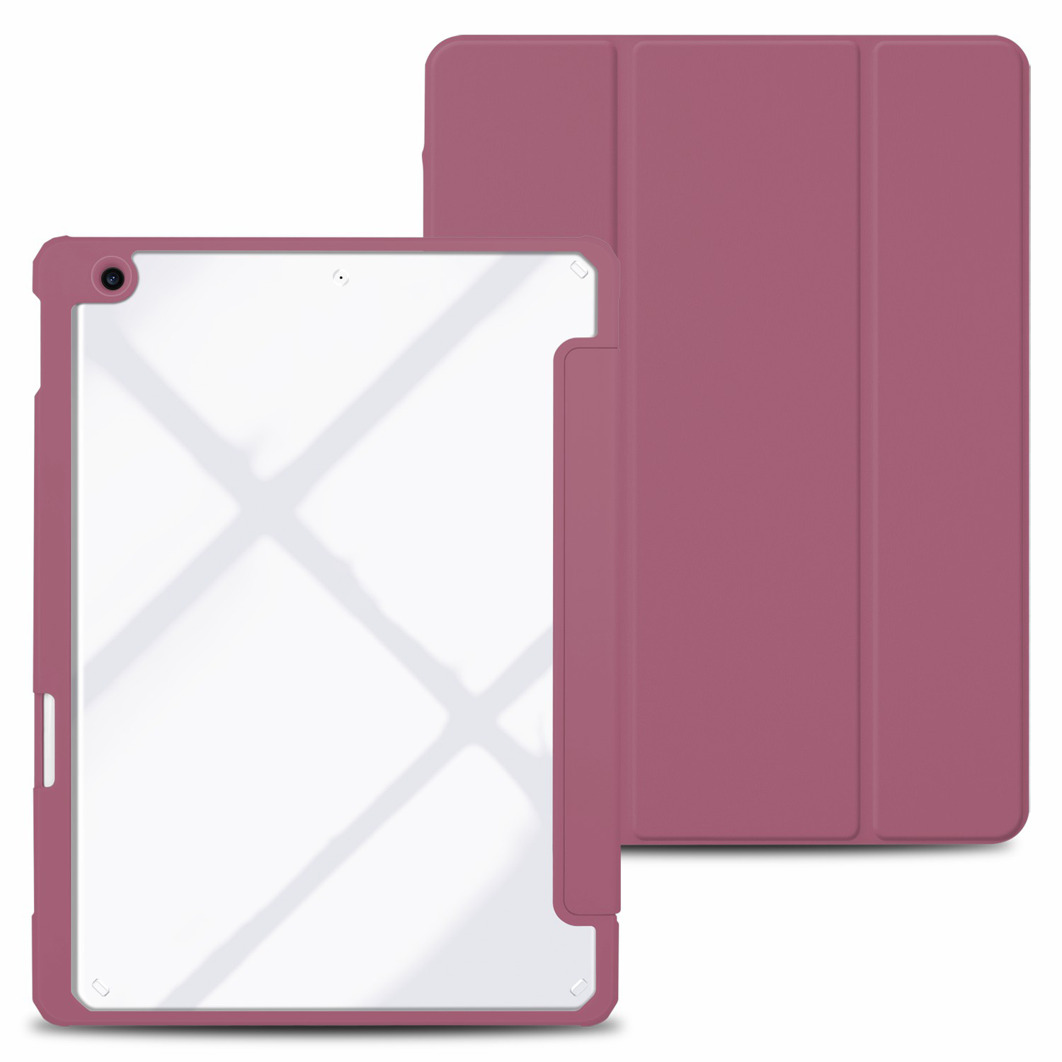 

Treifold Stand Auto Sleep / Wake Tablet Case Для IPad 10.2 (2021) / (2020) / (2019), PU Кожа + Акриловый + ТПУ Защитная Крышка - Слива, iPad 10.2 (2021)