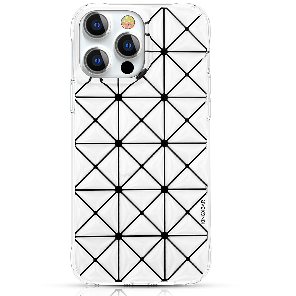 

KINGXBAR TPU + PC Hybrid Phone Case for iPhone 13 Pro Max 6.7 inch, IMD Never Fading Patterns Soft TPU Edging Phone Case - White, iPhone 13 Pro Max