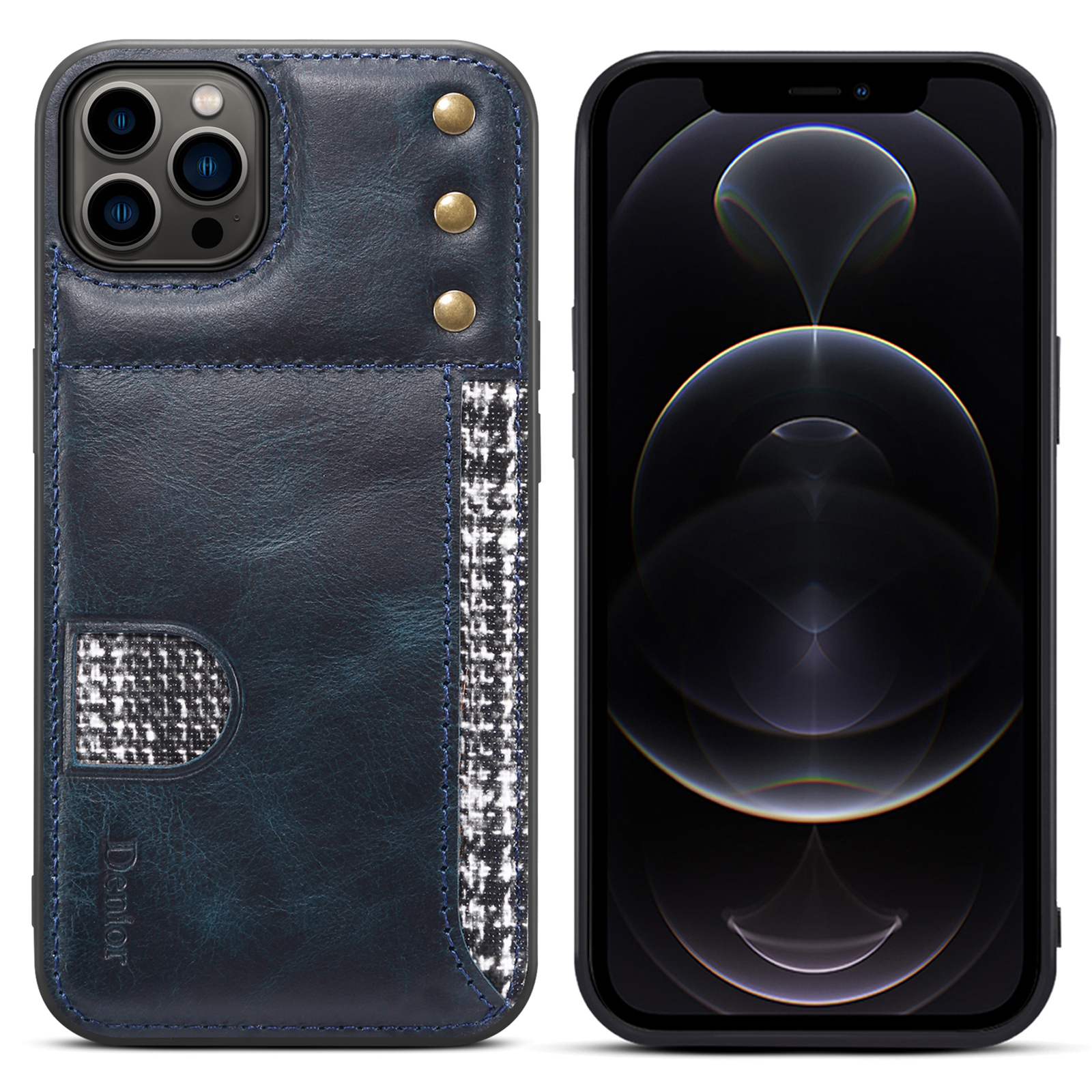 

Отрицание Восковое Подлинное Кожаное Покрытие. - Синий, iPhone 12 Pro Max