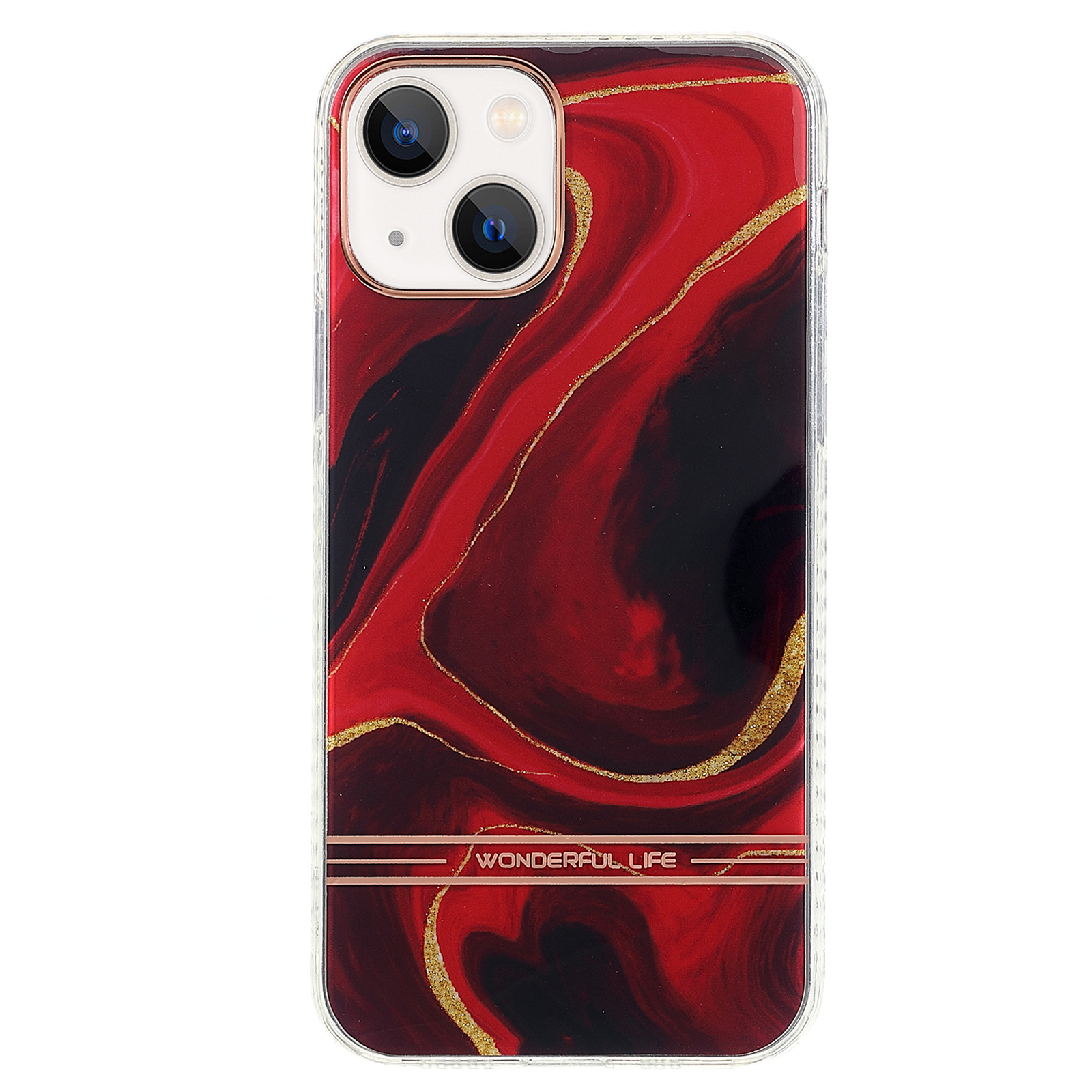 

Для Iphone 13 6,1 Дюйма Лакированного IMD Soft TPU + Жесткая Акриловая Крышка Мраморной Шаблон. - Красное Вино, iPhone 13
